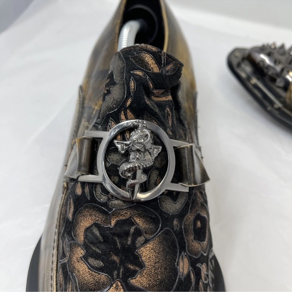 Fiesso by Aurelio Garcia Men Sz 12 Steampunk Floral Goth Spike Metal Tip Loafer main image 10